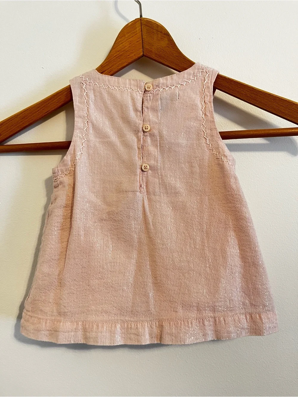 Baby Gap Pink Shimmer Tunic Tank Girls 18-24 Metallic Pleated Party Lined